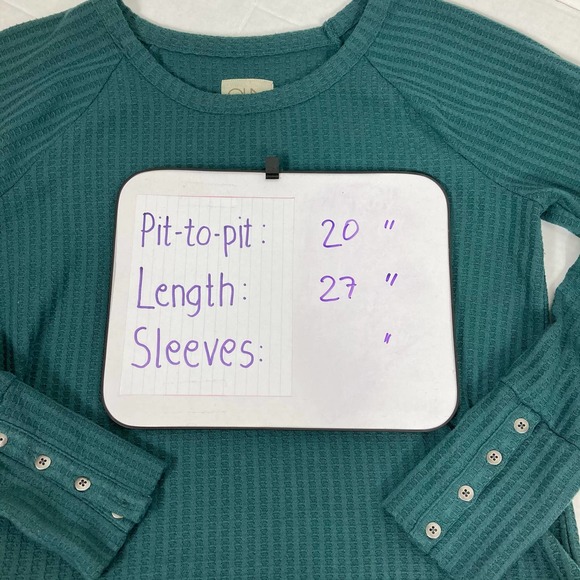 Chaser Teal Thermal Waffle Knit Sweater Pullover - Picture 5 of 8